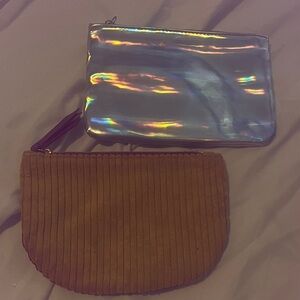 X2 Ipsy Bags - Holographic & Velvet Red and yellow with skincare deluxe samples